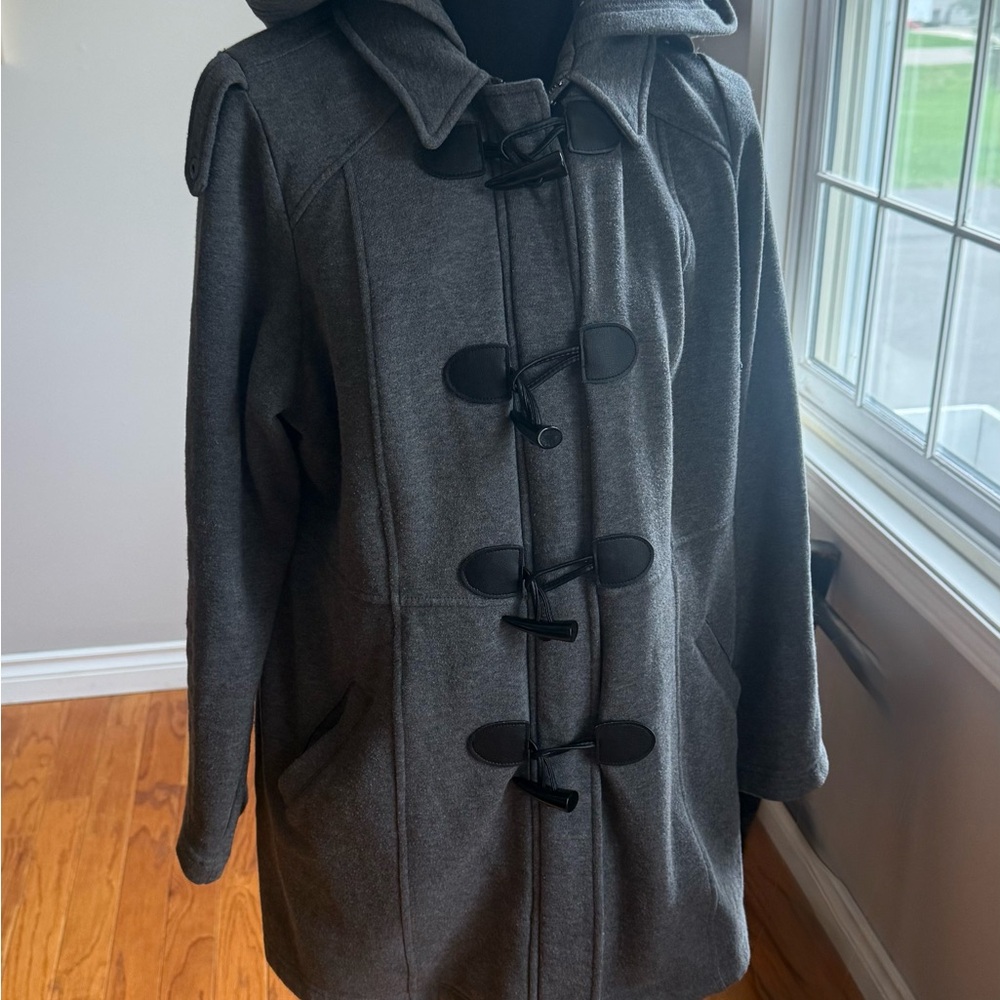 Torrid Gray Hooded Toggle Coat Size 1X